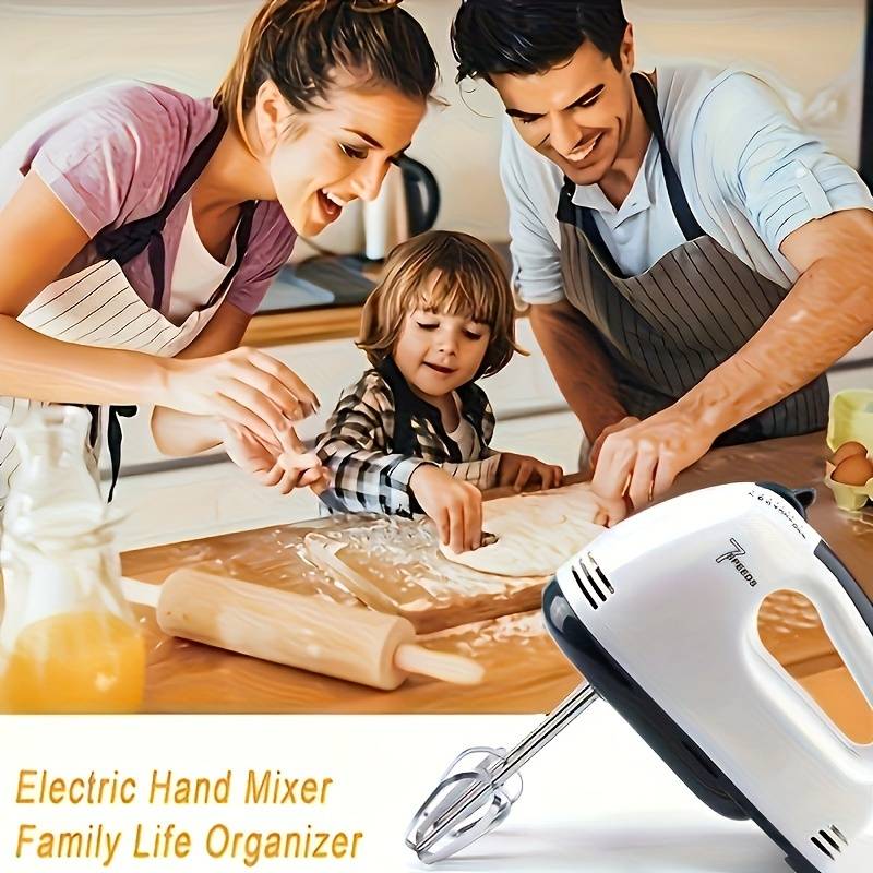 PANCERKA 7-Speed Handheld Electric Mixer Set - Versatile Whisk & Egg Beater, Plug-In Kitchen Appliance with Bowl Attachment