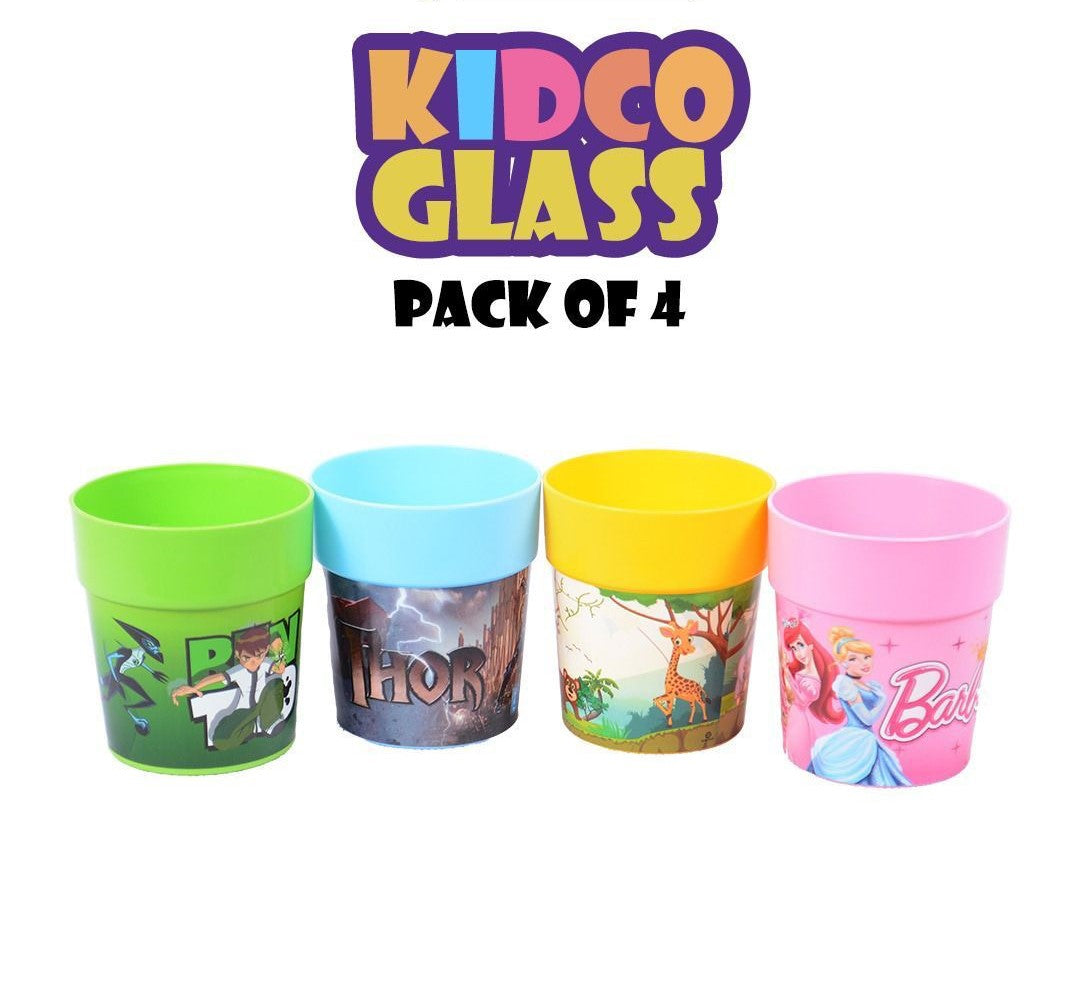 Pack of 4 Kidco Kids Cartoon Characters Glass